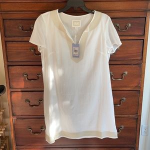 Sail to Sable Gold Trimmed White Tunic Dress